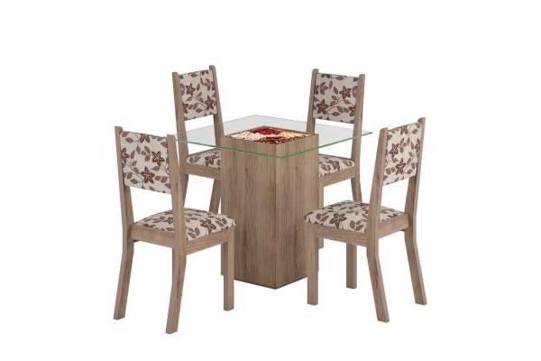 Mesa de Jantar Audace com 4 Cadeiras em Madeira Maciça
